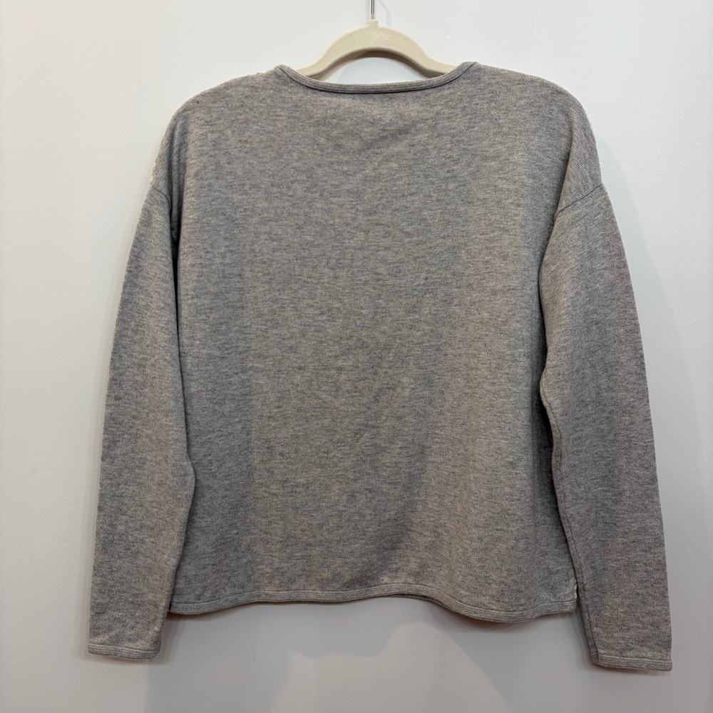 Sundance Sweater Womens Size L Crew Neck Pullover Merino Wool Blend Gray White - Picture 4 of 5
